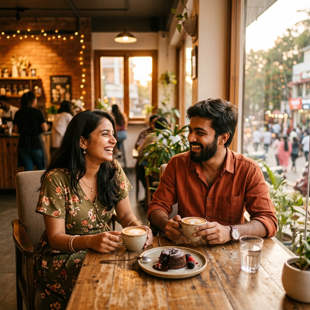 Indian couple on coffee date